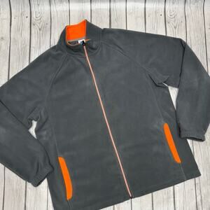 Starter Men’s Full Zip Gray Fleece Jacket Mock Collar and Pockets Size Large